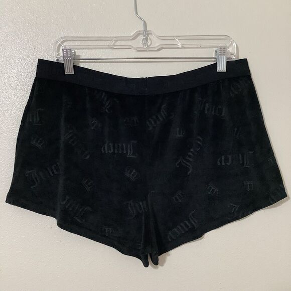 Juicy Couture Y2K Style McBling Black Graphic Logo Velour Pajama Shorts Large - Picture 7 of 12